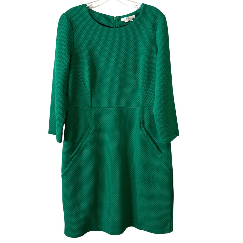 Boden Emerald Green Agnes Jacquard Textured Knit Dress in Size 12L
